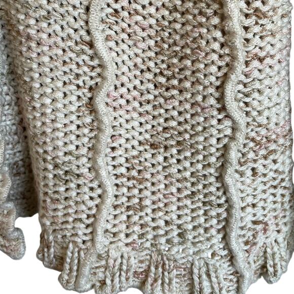 BCBGMaxAzria oatmeal hooded cardigan sweater with brown buttons, women’s. - Picture 4 of 8